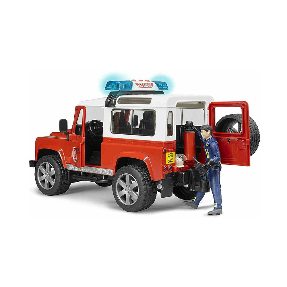 Bruder Licensed 1:16 Scale Land Rover Defender Wagon Fire Department with Light & Sound