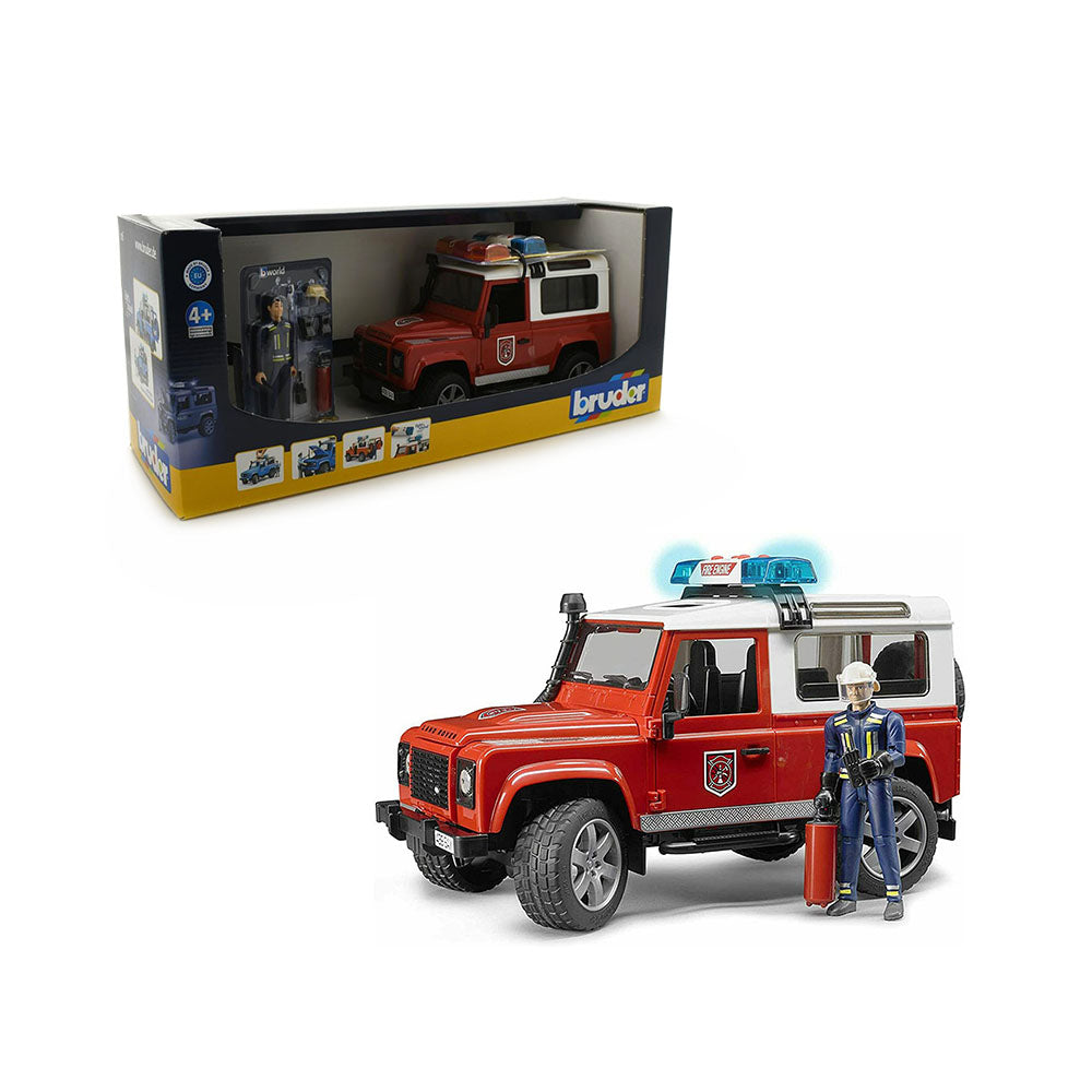 Bruder Licensed 1:16 Scale Land Rover Defender Wagon Fire Department with Light & Sound