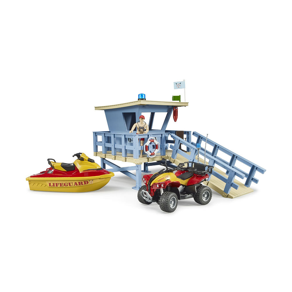 Bruder Licensed Life Guard Station With Quad & Personal Water Craft Model Toy