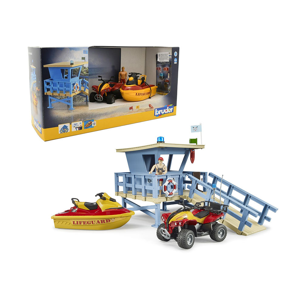 Bruder Licensed Life Guard Station With Quad & Personal Water Craft Model Toy