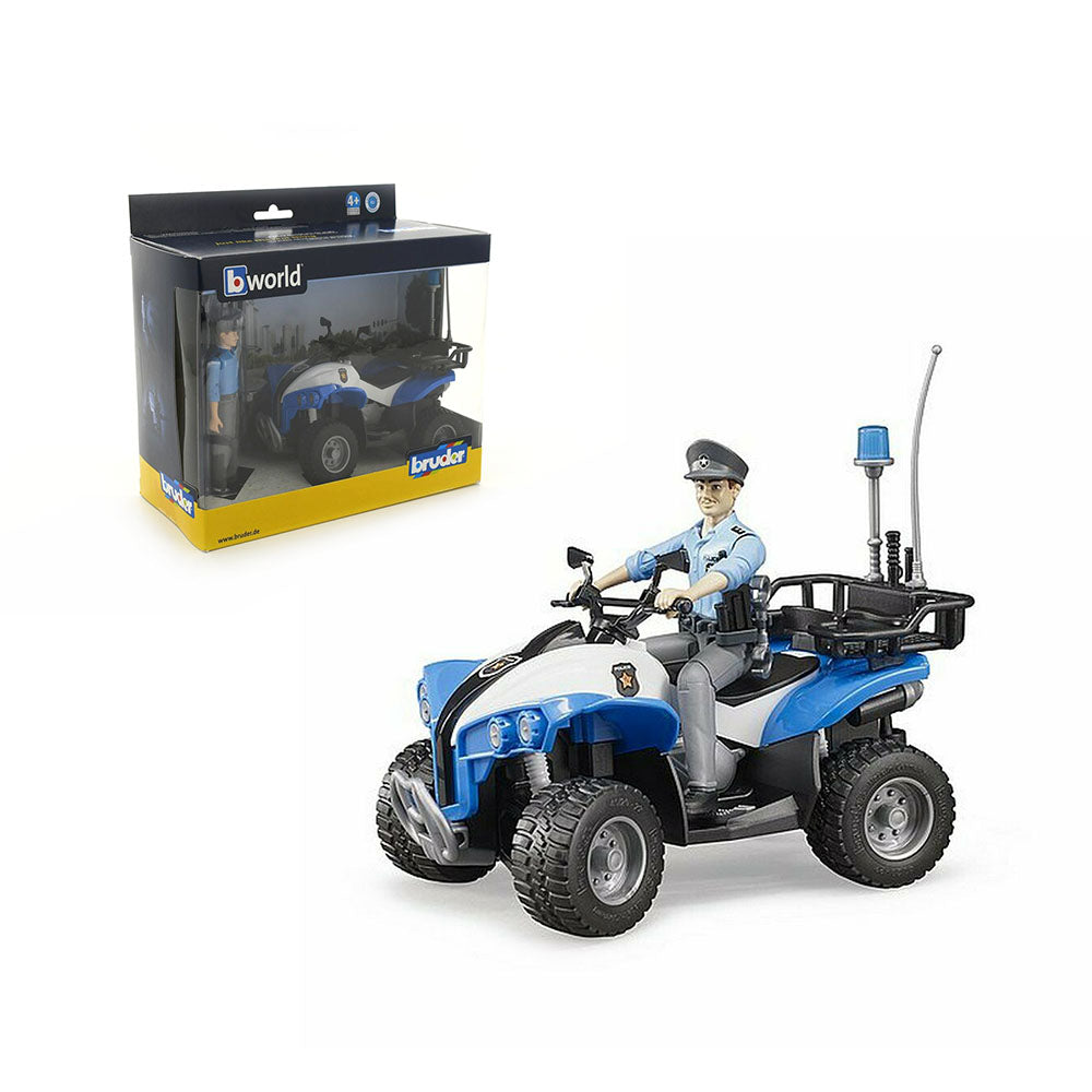 Bruder Licensed 1:16 Scale High Detailed Replica Bworld Police Quad Bike With Policeman