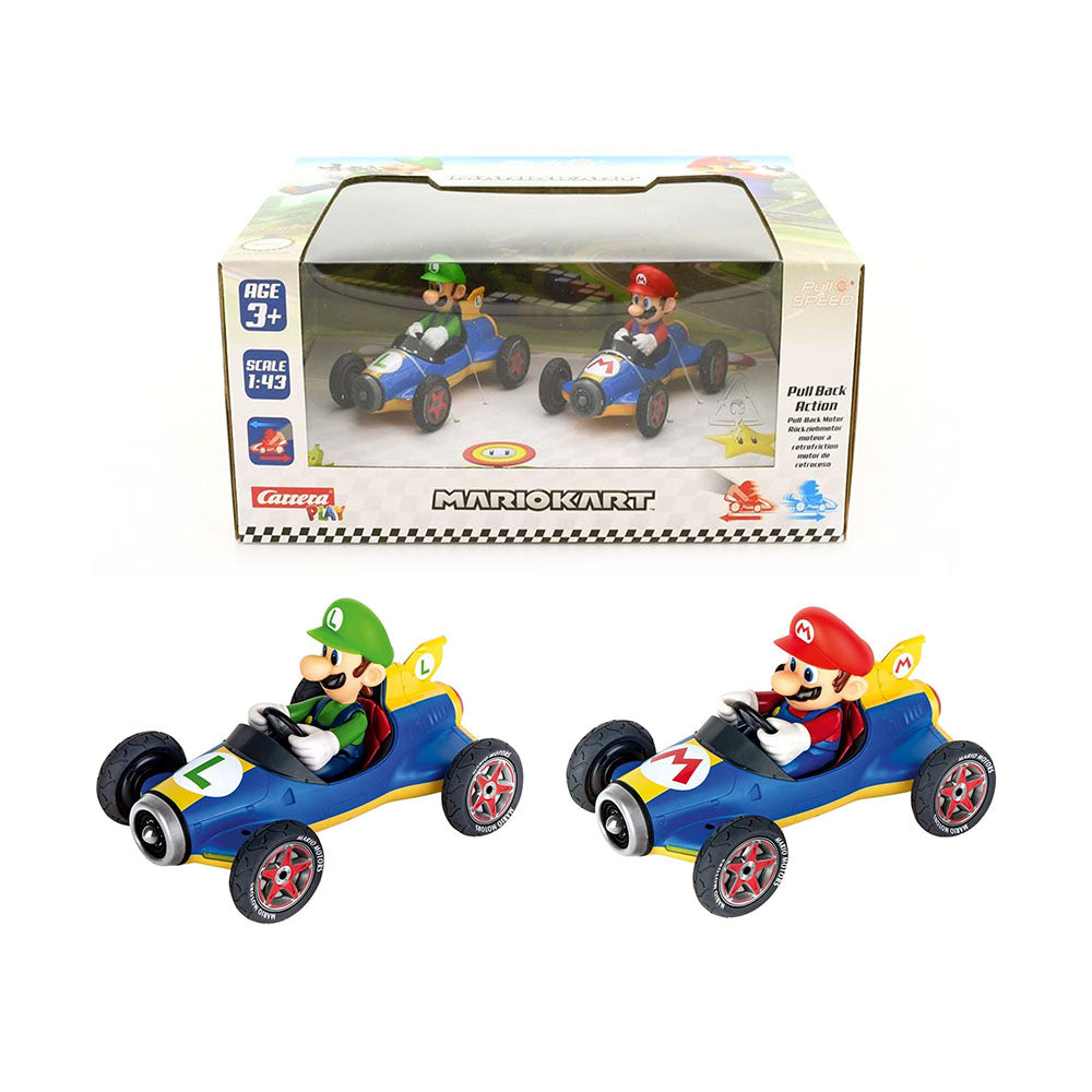 Carrera Licensed 1:43 Scale P&S Mario Kart Twin Pack Mach 8 Mario & Luigi Model Toy