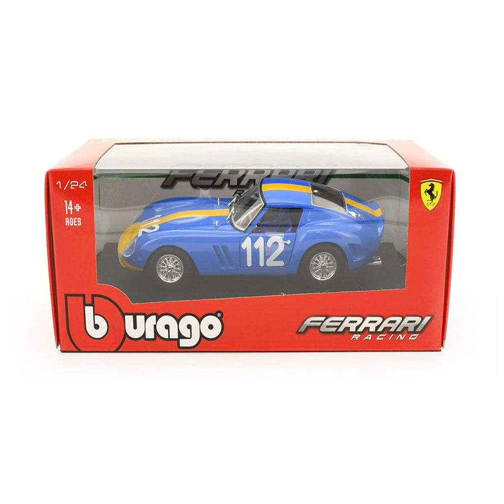 Bburago Licensed 1:24 Scale Ferrari Racing 250 GTO #112 Diecast Model Car Blue