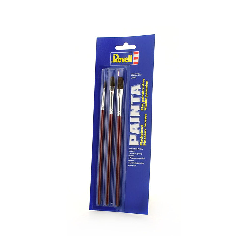 Revell Painta Standard 3 Piece Flat High Quality Painting Brushes Set 29610