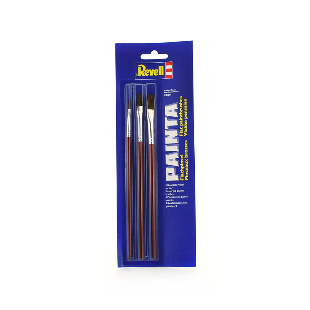 Revell Painta Standard 3 Piece Flat High Quality Painting Brushes Set 29610