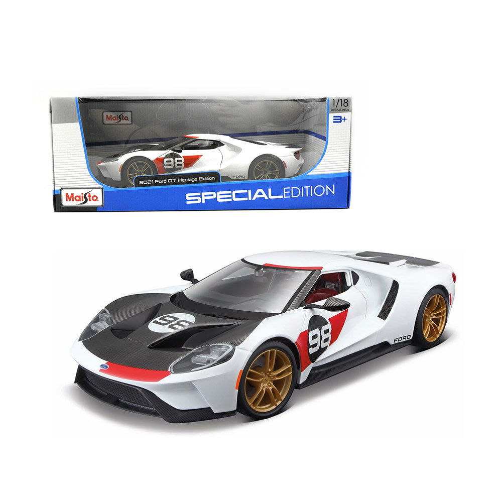 Maisto Licensed 1:18 Scale 2021 Ford GT Heritage Series #98 Diecast Model Racing Car Toy