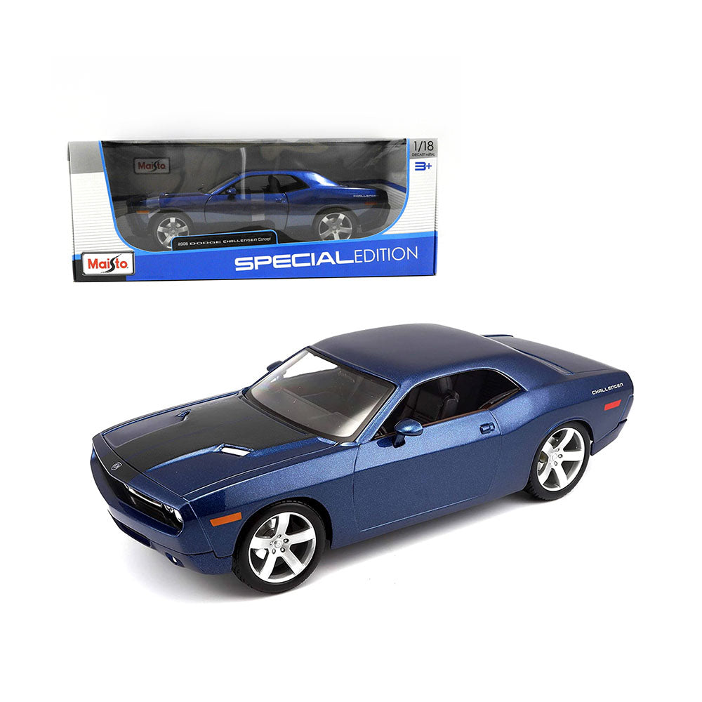 Maisto Licensed 1:18 Scale 2006 Dodge Challenger Concept Blue Diecast Metallic Model Car