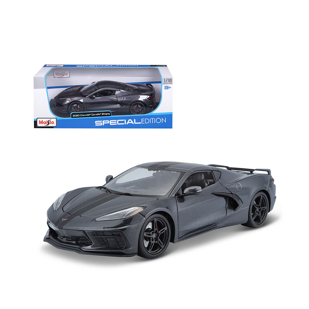 Maisto Licensed 1:18 Scale 2020 Chevrolet Corvette Stingray Coupe Grey Model Car