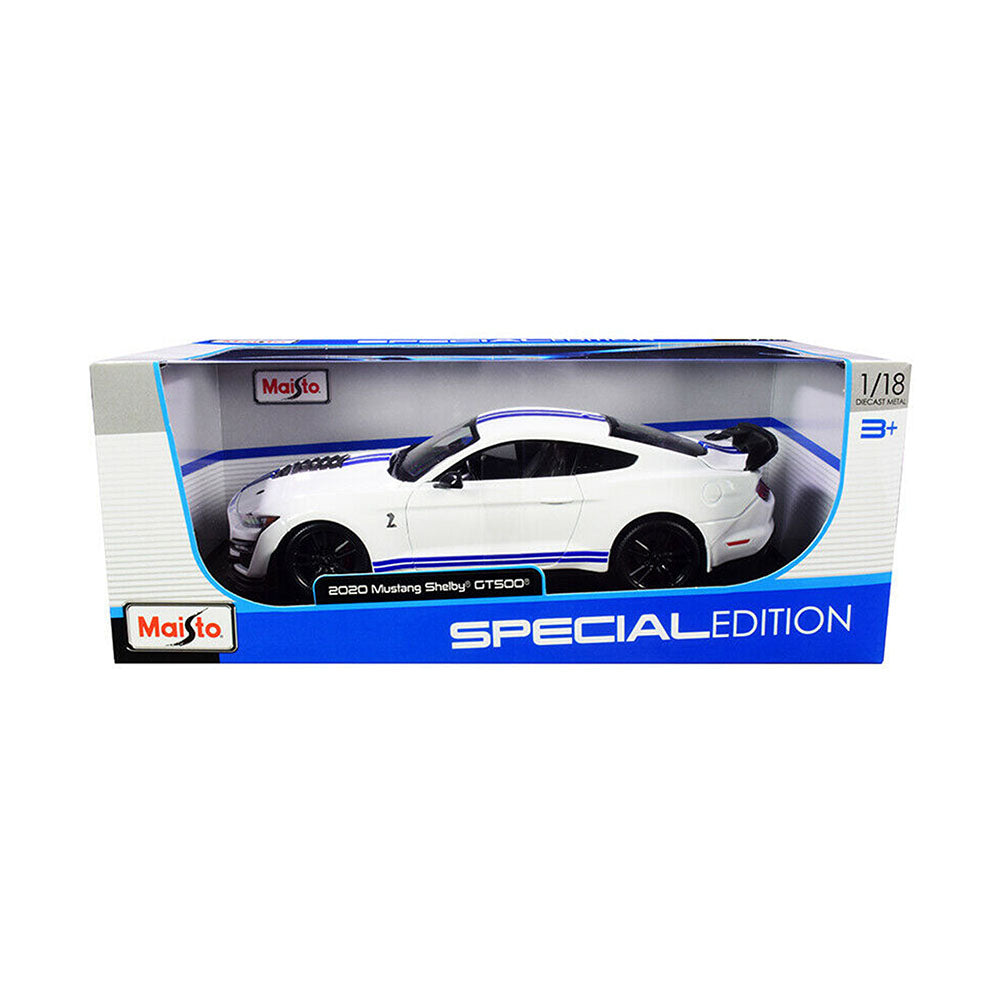 Maisto Licensed 1:18 Scale 2020 Ford Mustang Shelby GT-500 White Model Car