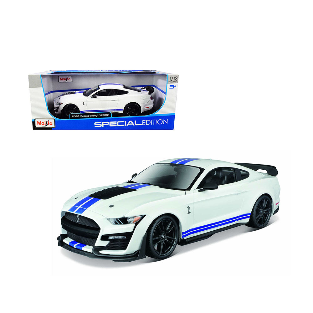 Maisto Licensed 1:18 Scale 2020 Ford Mustang Shelby GT-500 White Model Car