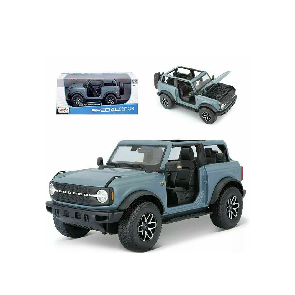 Maisto Licensed 1:18 Scale 2021 Ford Bronco Badlands Blue Diecast Model Car