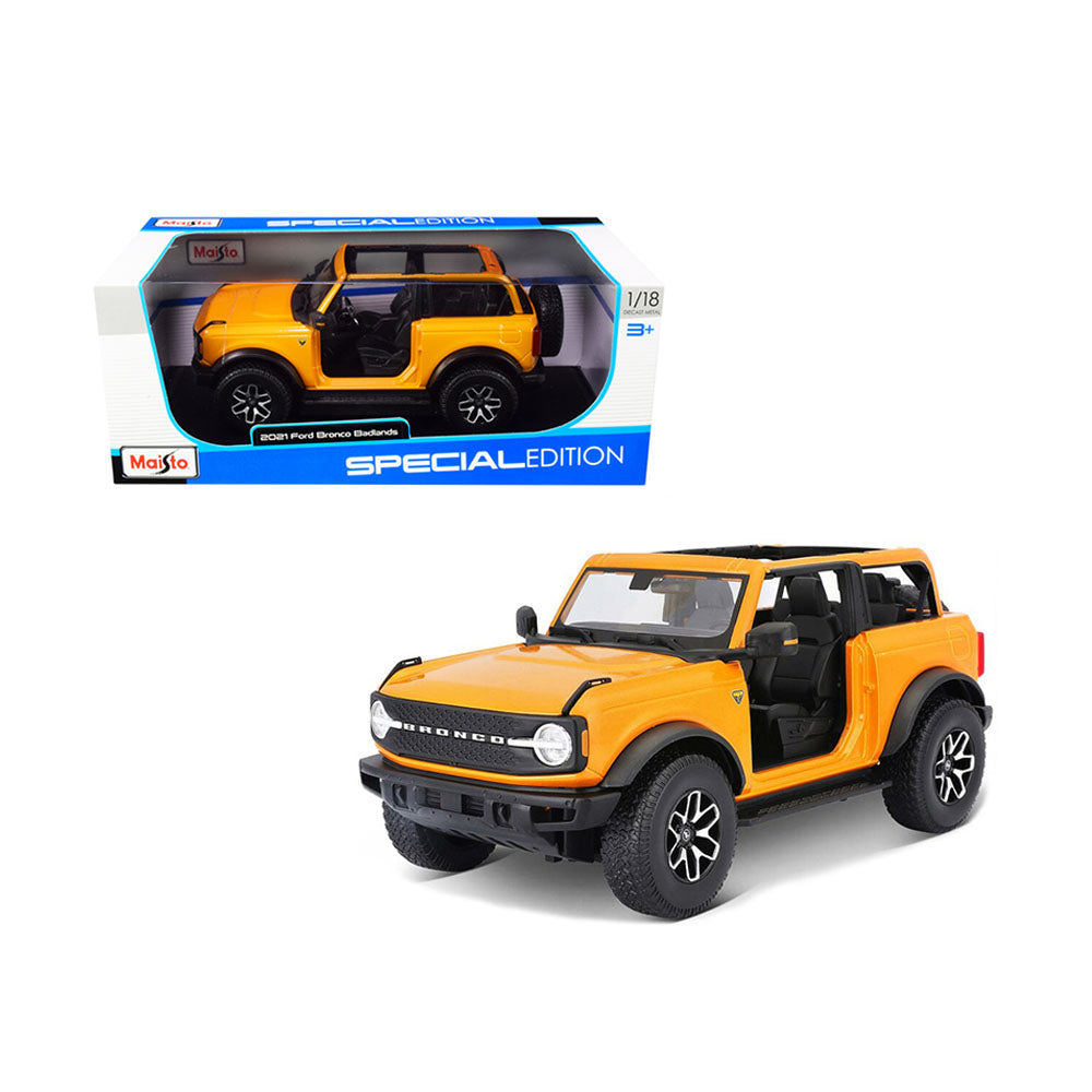 Maisto Licensed 1:18 Scale 2021 Ford Bronco Badlands Diecast Car Orange