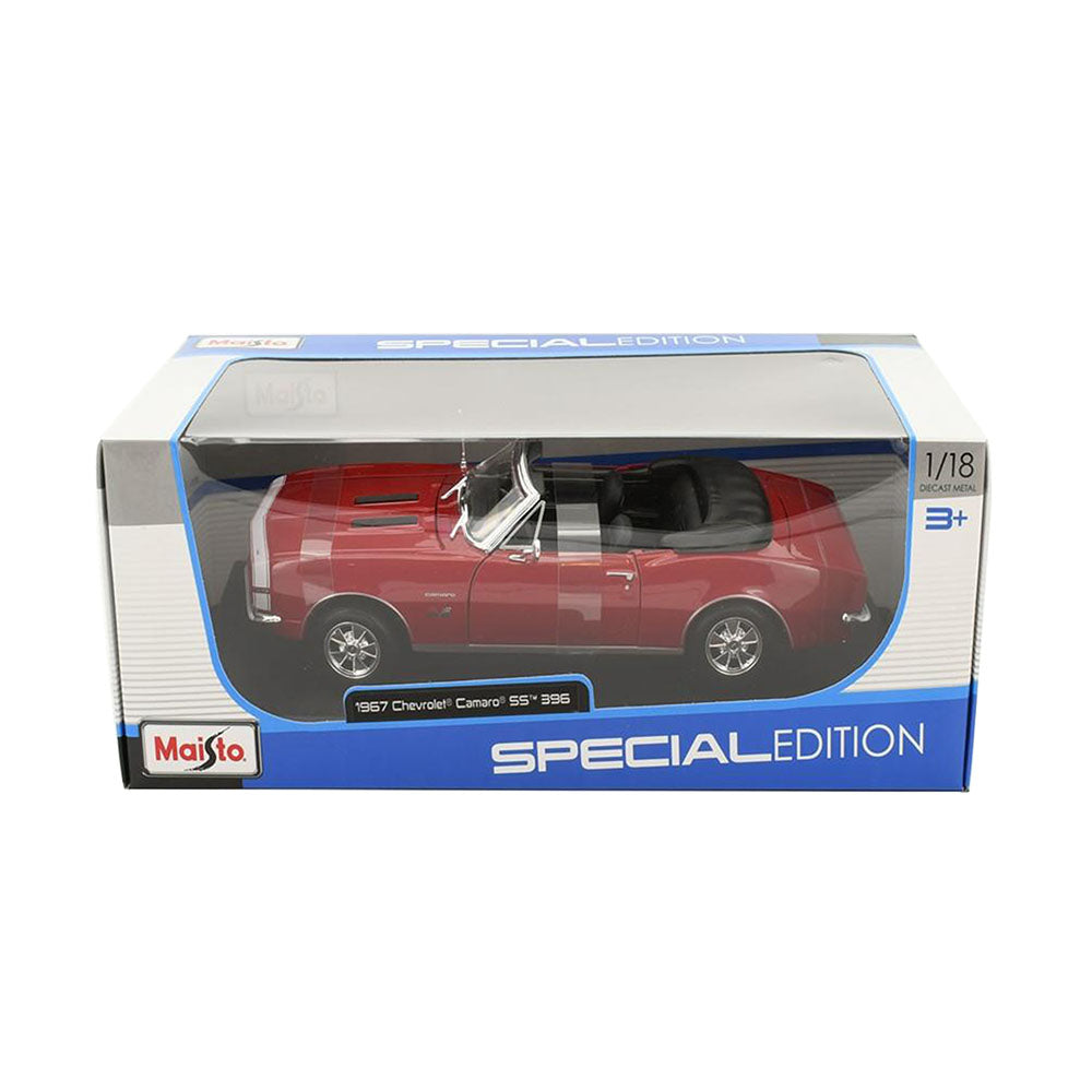 Maisto Licensed 1:18 Scale Chevrolet Camaro SS 396 Convertible 1967 Diecast Model Car Red