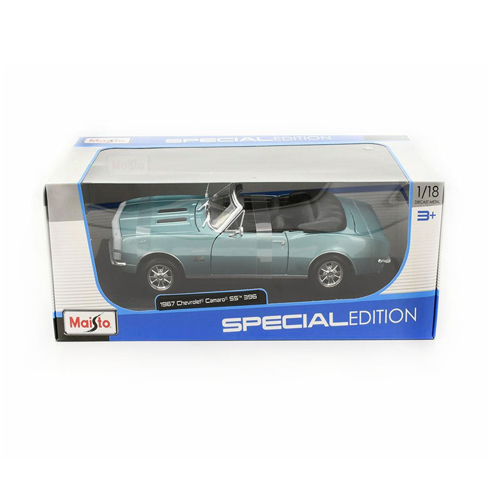 Maisto Licensed 1:18 Scale Chevrolet Camaro SS 396 Convertible 1967 Diecast Model Car Turquoise