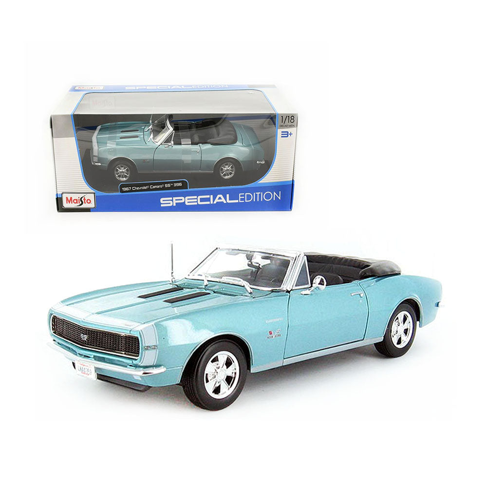 Maisto Licensed 1:18 Scale Chevrolet Camaro SS 396 Convertible 1967 Diecast Model Car Turquoise