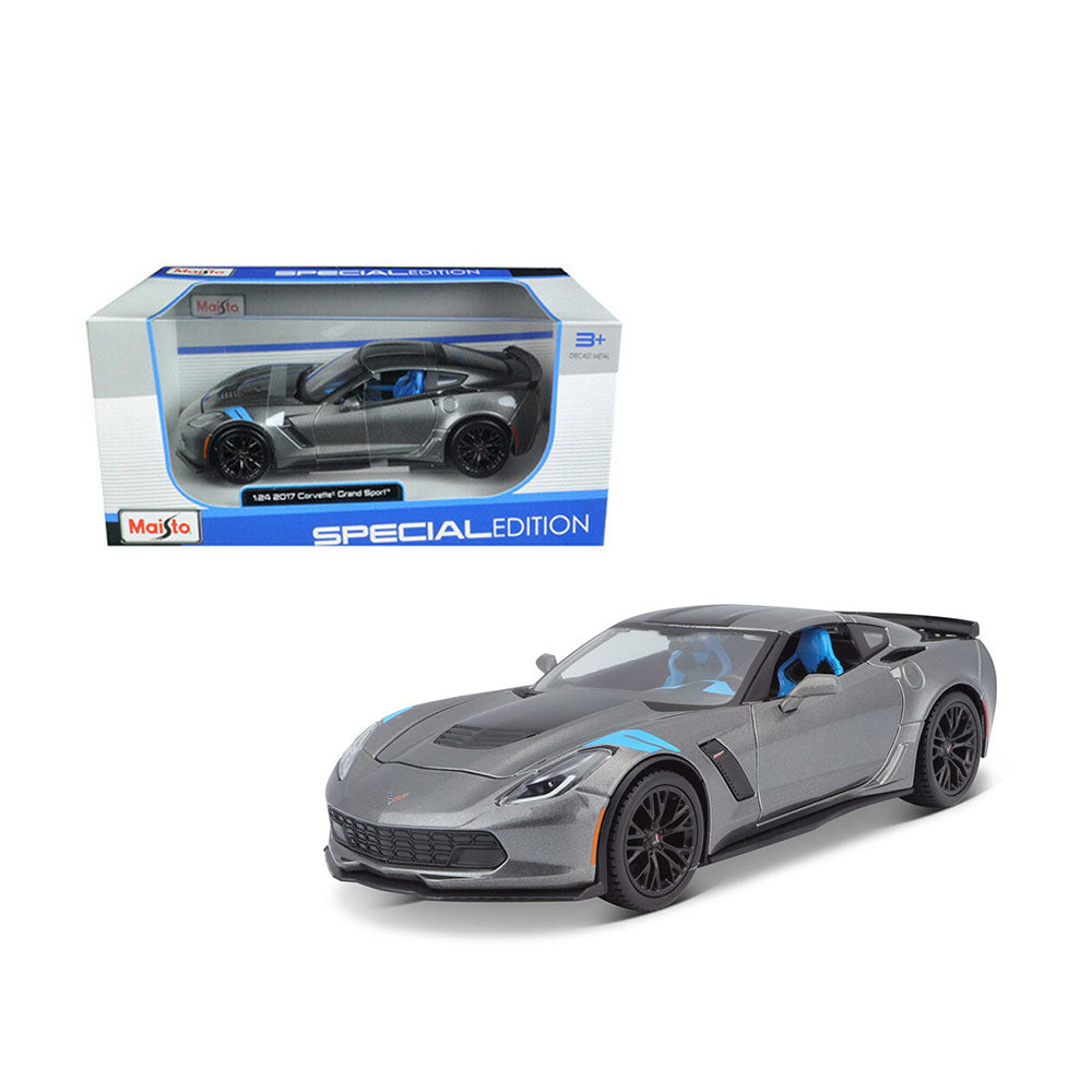 Maisto Licensed 1:24 Scale Chevrolet Corvette Grand Sport 2017 Diecast Model Toy Car Grey