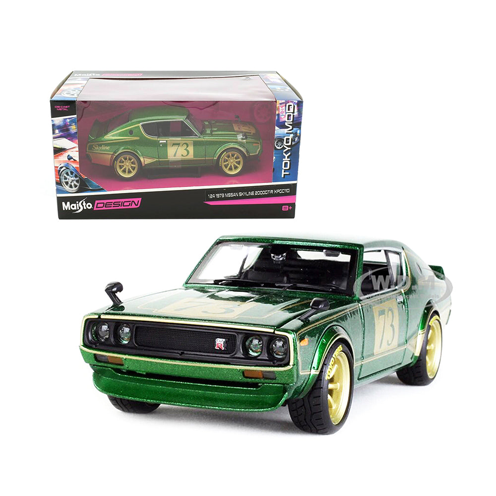 Maisto Licensed 1:24 Scale Design Tokyo Modern Nissan Skyline 2000 GT-R 1973 Diecast Model Car Green