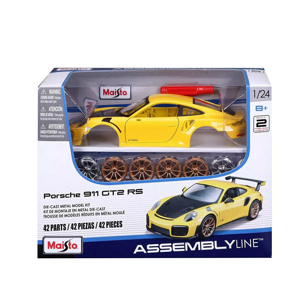 Maisto Licensed 1:24 Scale Assembly Line Kits 2019 Porsche 911 GT2 RS Yellow