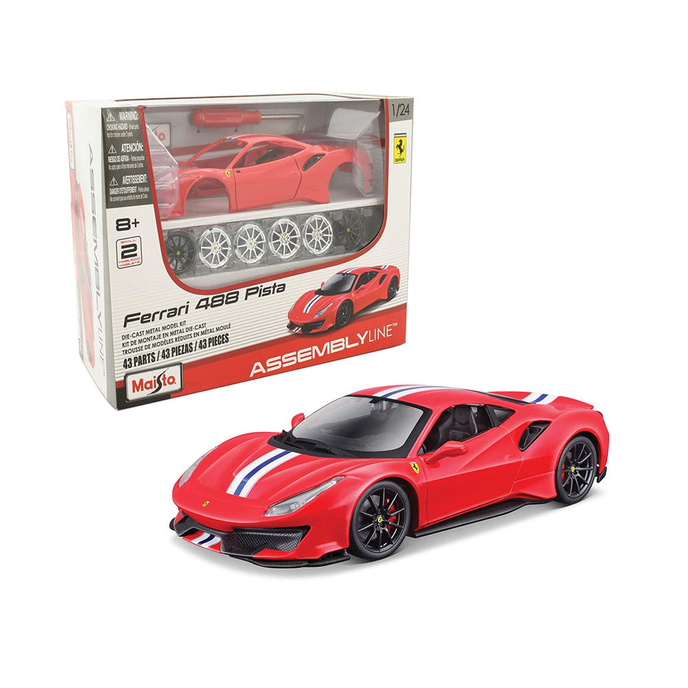 Maisto Licensed 1:24 Scale Assembly Line Ferrari 488 Pista 2018 Diecast Model Car Red