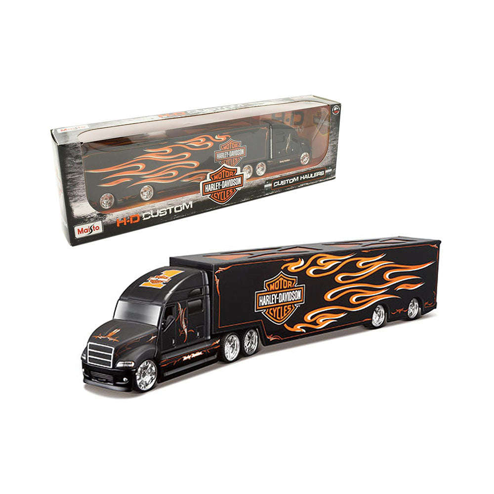 Maisto Licensed 1:64 Scale Harley Davidson Haulers Diecast Model Truck Black Orange