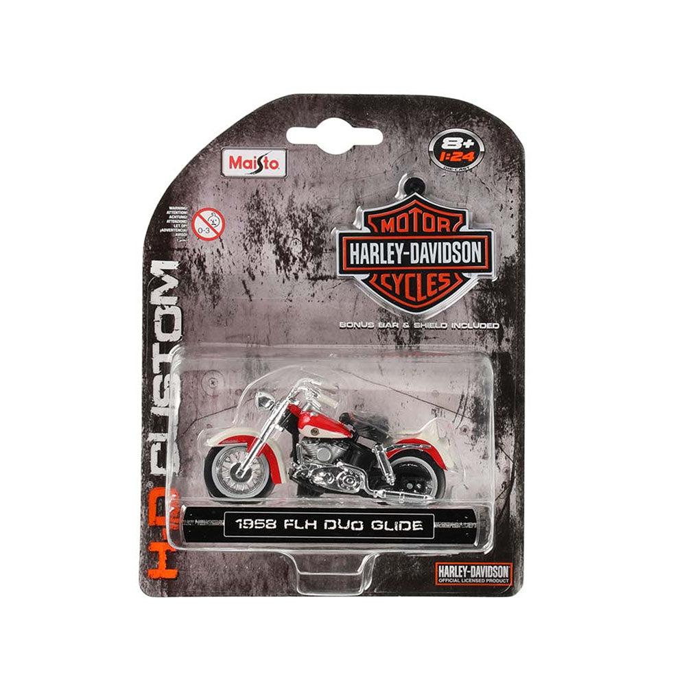 Maisto Licensed 1:24 Detailed Harley Davidson 1958 Flh Duo Glide Diecast Metal Toy Model