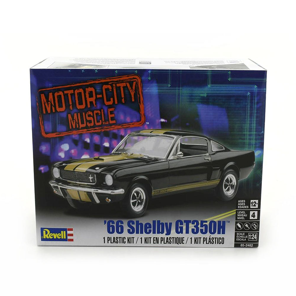 Revell Licensed 1:24 Scale 1966 Shelby GT350H Black Model Toy Car 189mm Includes 91 Parts
