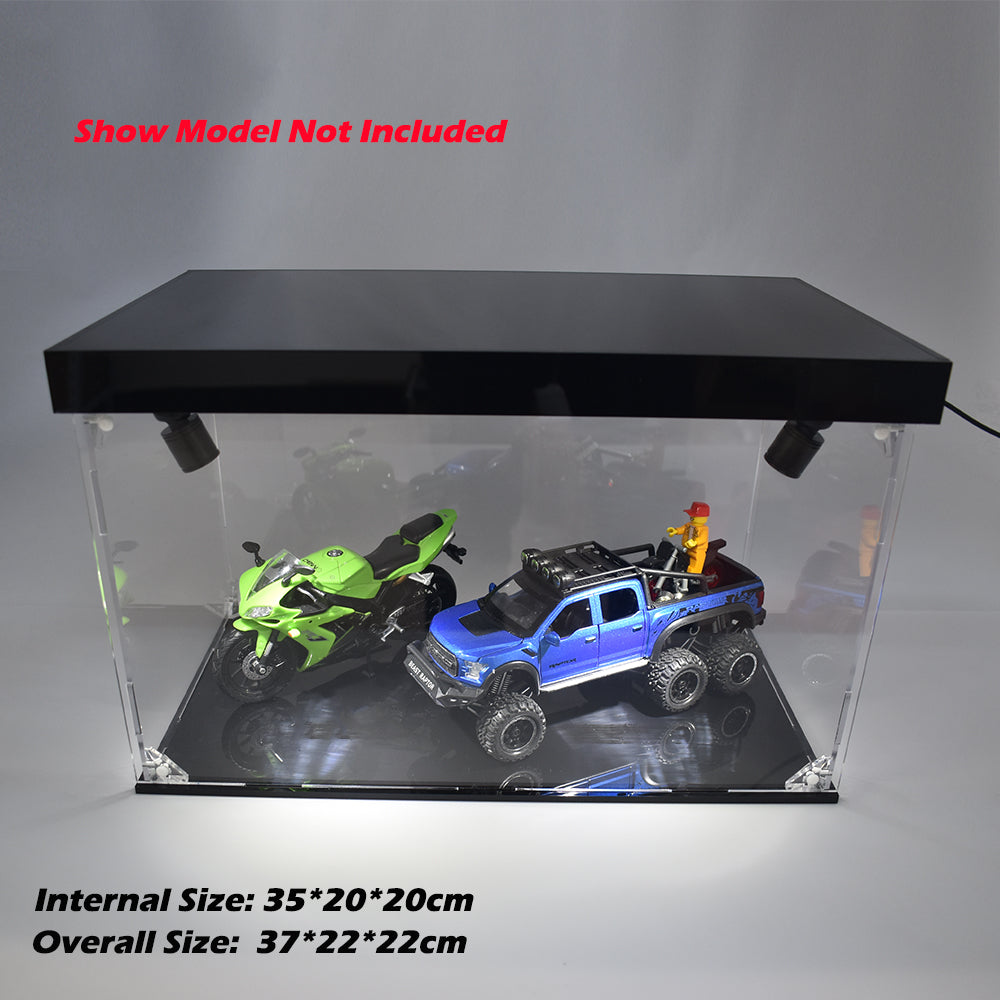 Acrylic Model Display Dustproof Box With Spotlight For Car Motorbike Model
