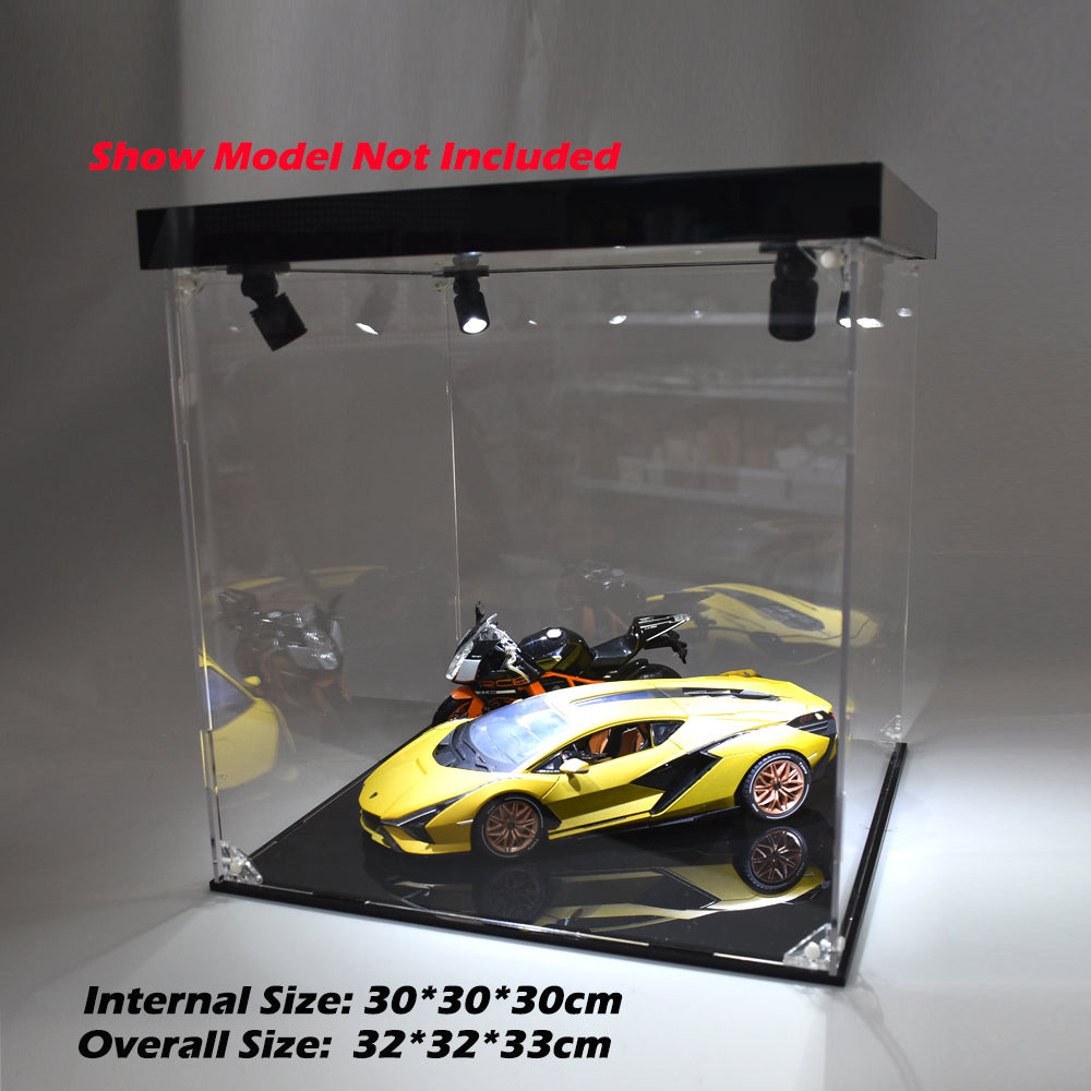 Acrylic Box Display Case With Spotlight Dustproof Showcase For Car Bike Model