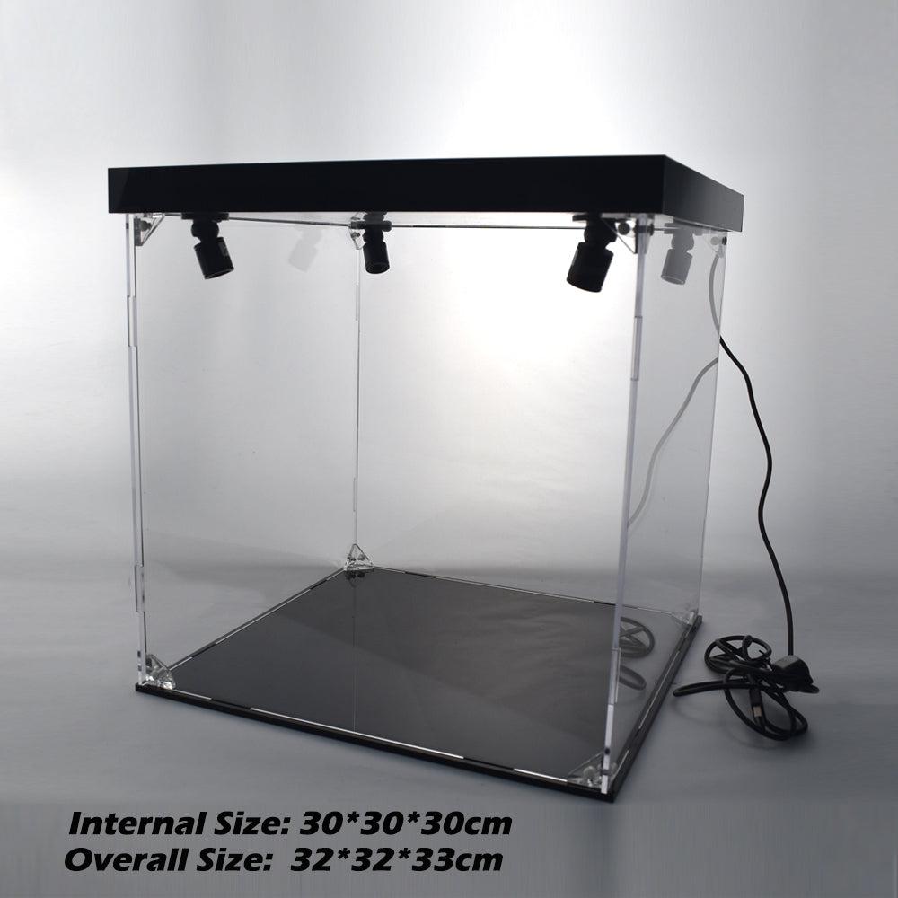 Acrylic Box Display Case With Spotlight Dustproof Showcase For Car Bike Model