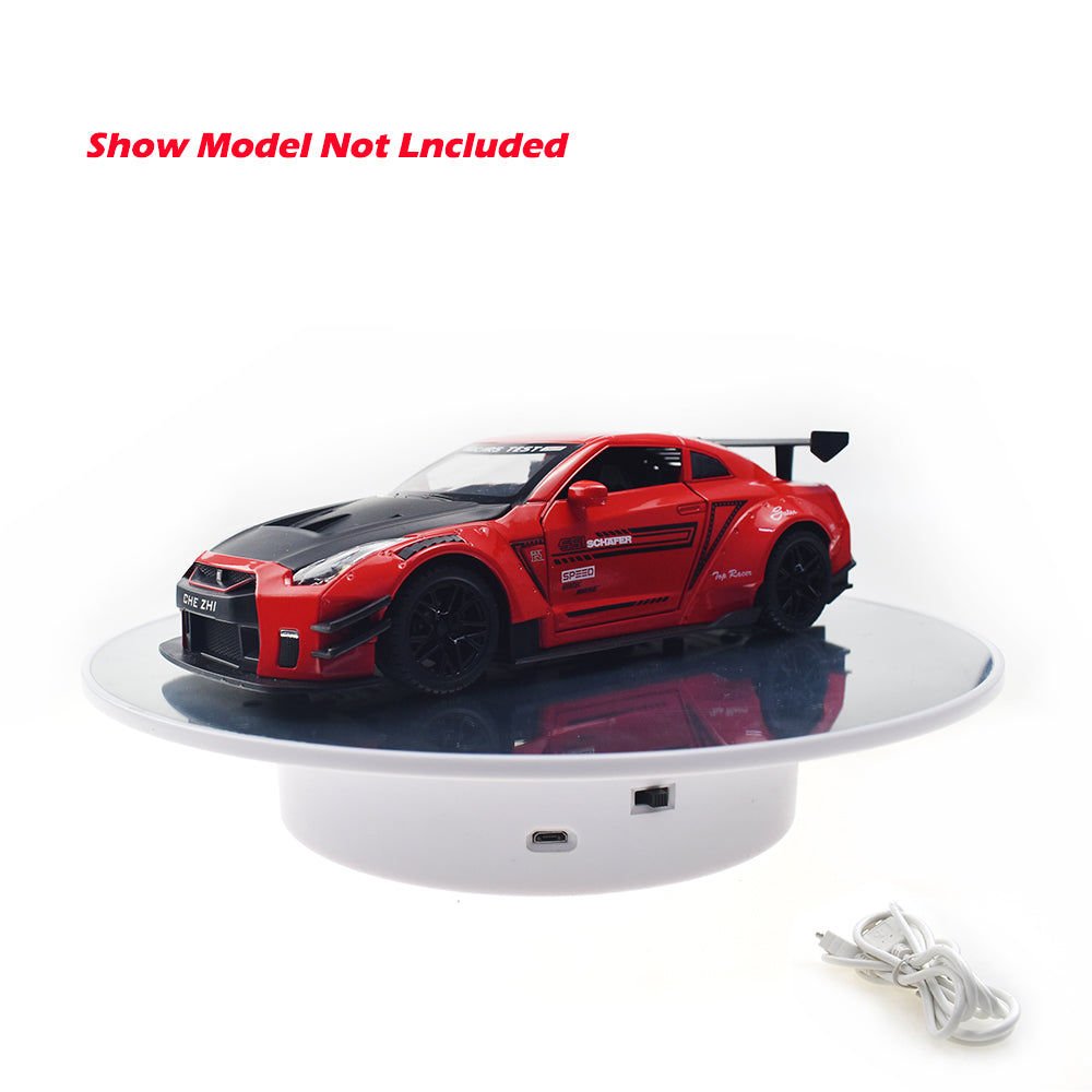 White Rotary Turntable Mirror Top 360° Rotary Display Stand For Toy Cars Display