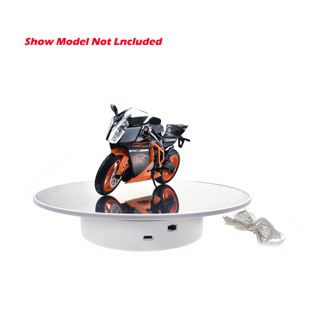 White Rotary Turntable Mirror Top 360° Rotary Display Stand For Toy Cars Display