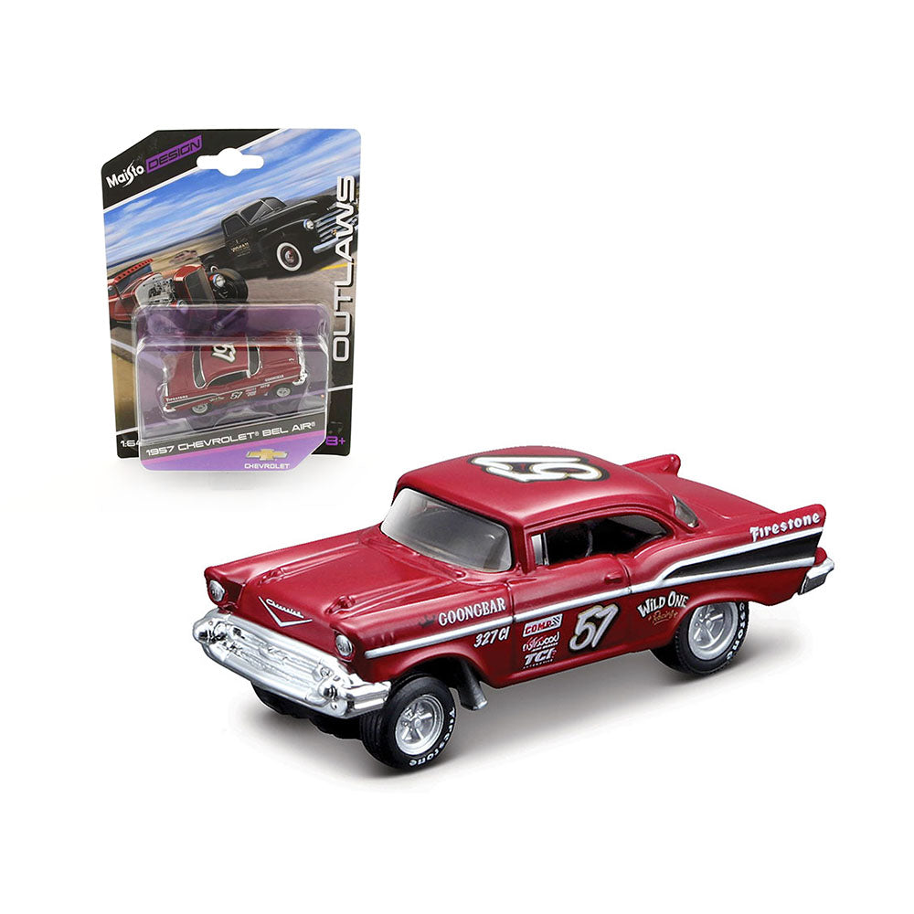 Maisto Licensed 1:64 Scale Design Chevrolet Bel Air 1957 Diecast Model Car Red