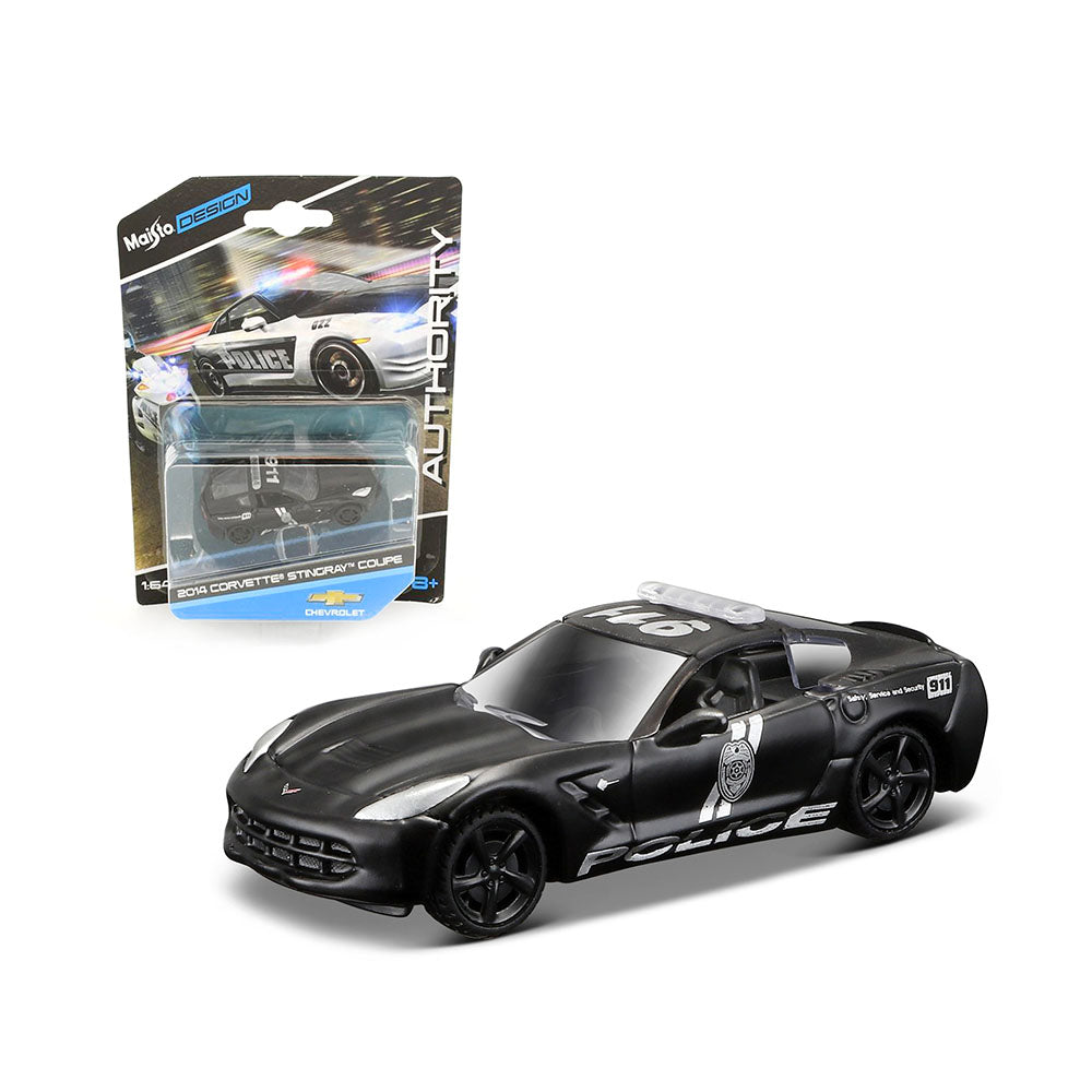 Maisto Licensed 1:64 Scale Design Corvette Stingray Coupe Police 2014 Diecast Model Car Black