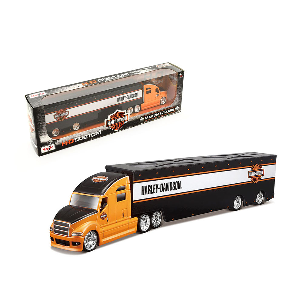 Maisto Licensed 1:64 Scale Harley Davidson Custom Hauler Diecast Model Truck Black White