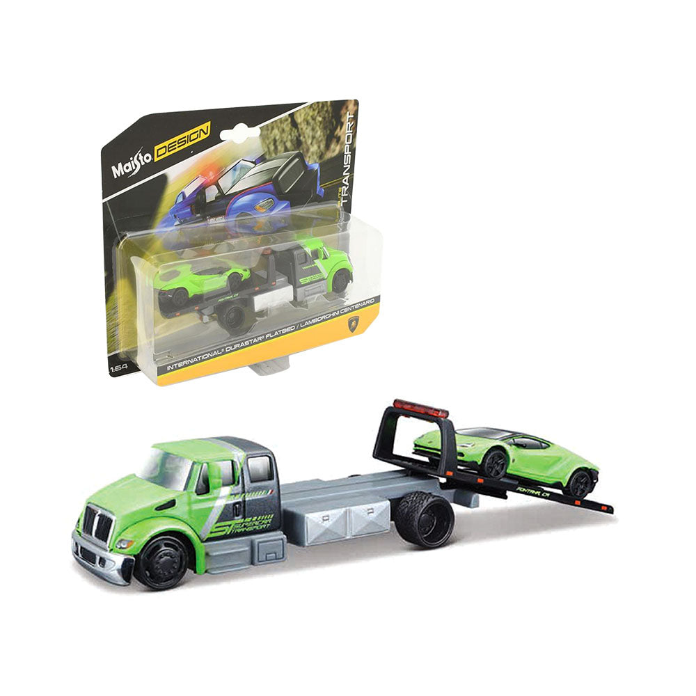 Maisto Licensed 1:64 Scale Elite Transport International Durastar Flatbed & Lamborghini Centenario Model Car