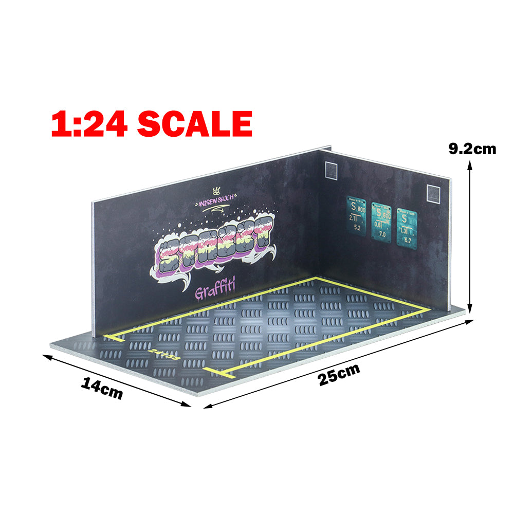 1:24 Scale Mini Diorama Car Garage Model Background Display Parking Lot Model