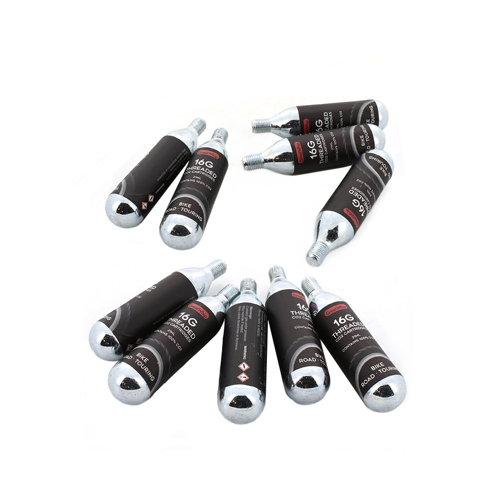 10x16g Bike Cycling Bicycle Co2 Threaded Cartridge Gas Tank Canister Cylinder