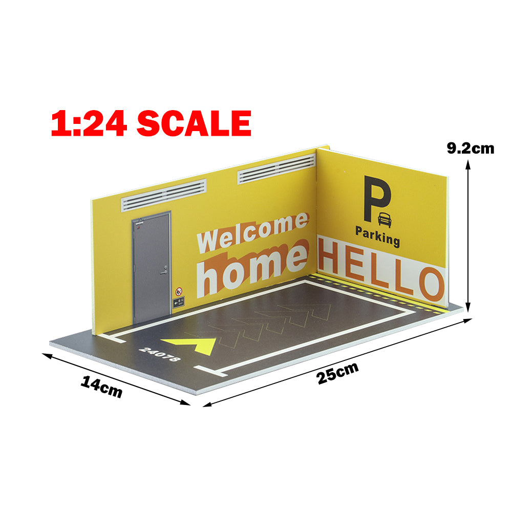 1:24 Scale Car Garage Diorama Model Building Parking Lot Background Display Model Toy