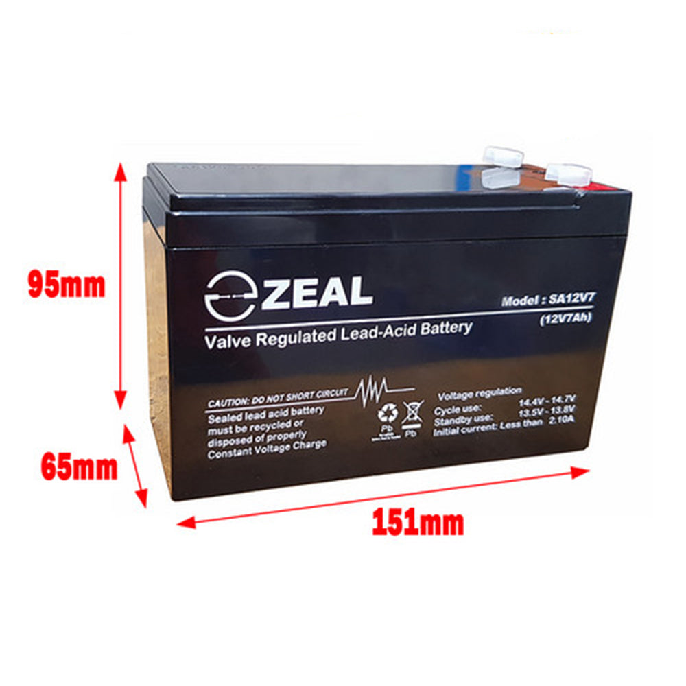 ZEAL SA12V7 12V 7.0Ah F1 Valve Regulated Lead-Acid Battery ActivFire Certified