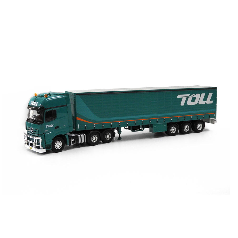 Roadragers 1:50 Scale Mercedes Benz MP04 Truck With Single Tautliner Toll Trailer Toy
