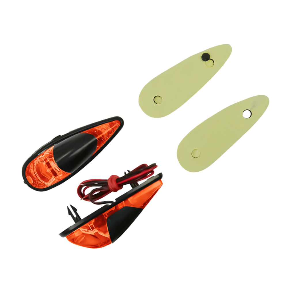 Universal Pair Micro Teardrop Flush Mount Indicators Amber Lens Black 60mm