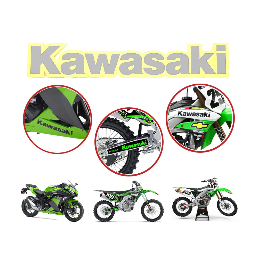 10Pcs 240 x 42mm Fit Kawasaki Silver Fork Swingarm Fender Sticker Motorbike