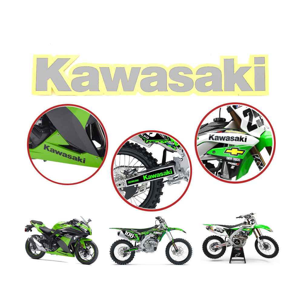 10Pcs 164 x 30mm Fit Small Kawasaki Silver Fork swingarm fender sticker Motorbike