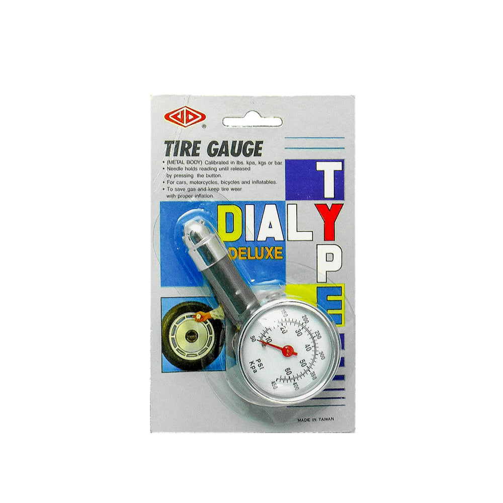Metal Dial Tyre Pressure Gauge Tools 10-60psi (50-450Kpa) Made In Taiwan