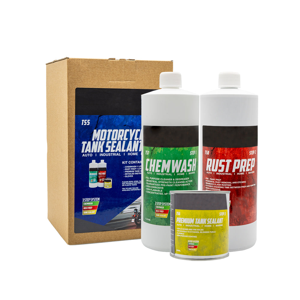 Fuel Tank Sealant Kit Includes 1L ChemWash 1L Rust Prep And Tank Sealant 250mm