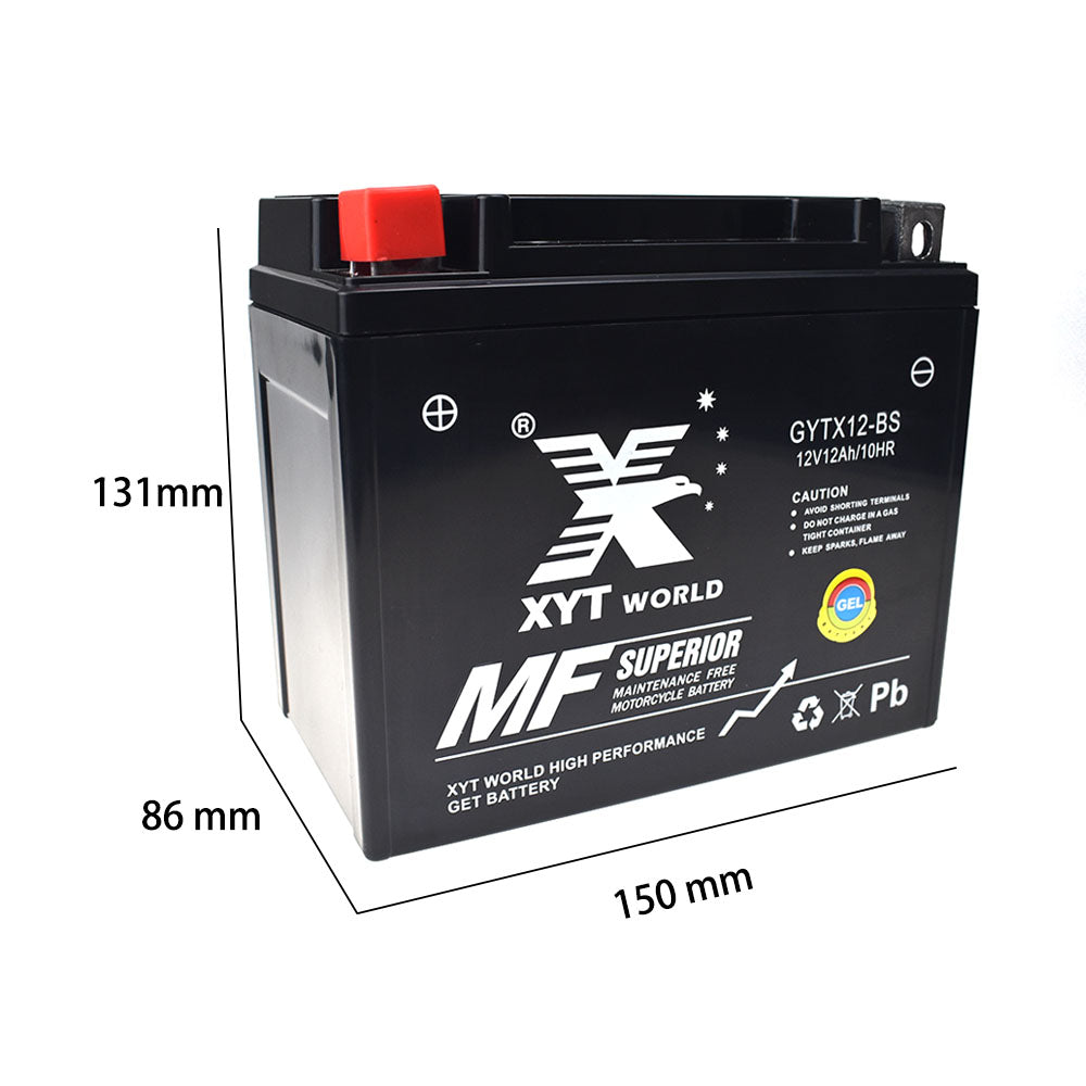GYTX12-BS Motorcyle GEL Battery For Kawasaki ZX 600 750 900 Suzuki Triumph etc.