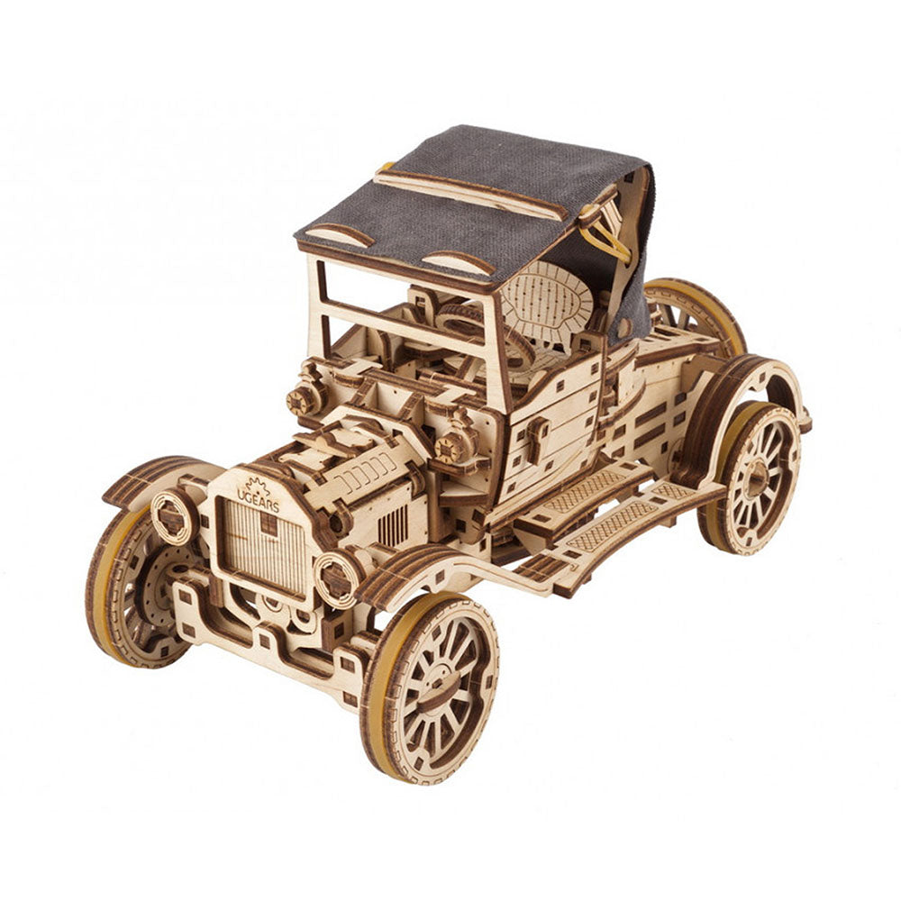 Made in Ukraine UGears Retro Car UGR-T Mechanical Wooden Model Kit DIY Puzzles