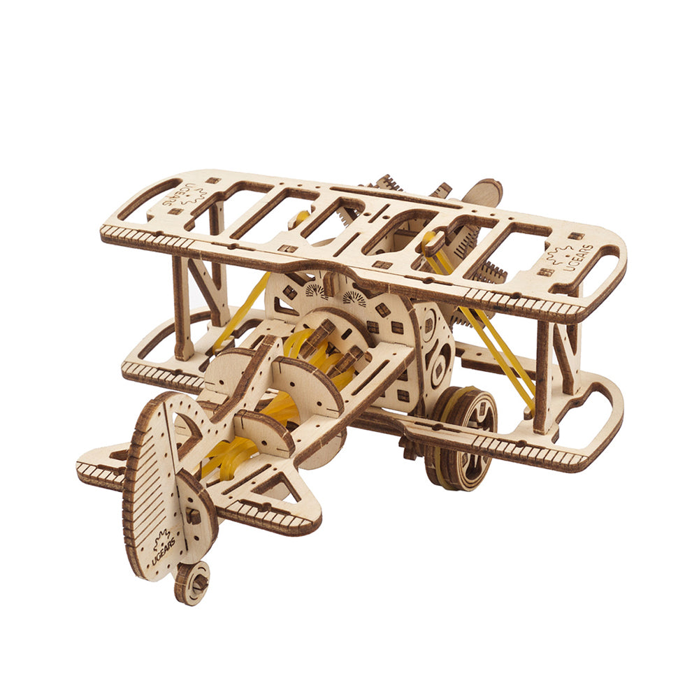 Ukraine Made Ugears Mini Biplane Wooden Mechanical 3D Model Assembly Kit