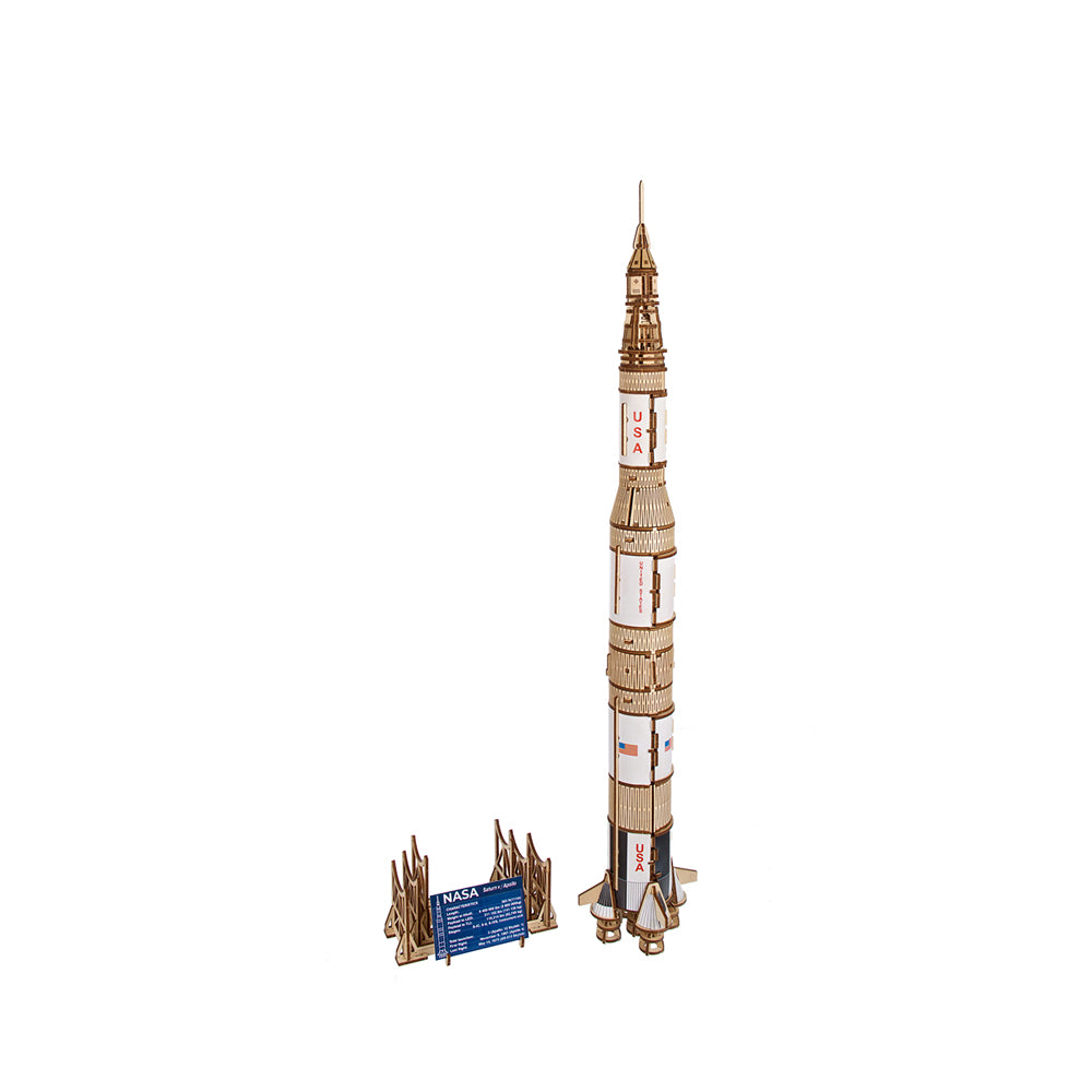 Ukraine Made Ugears NASA Saturn V Rocket Wooden Mechanical Puzzle Model Kit