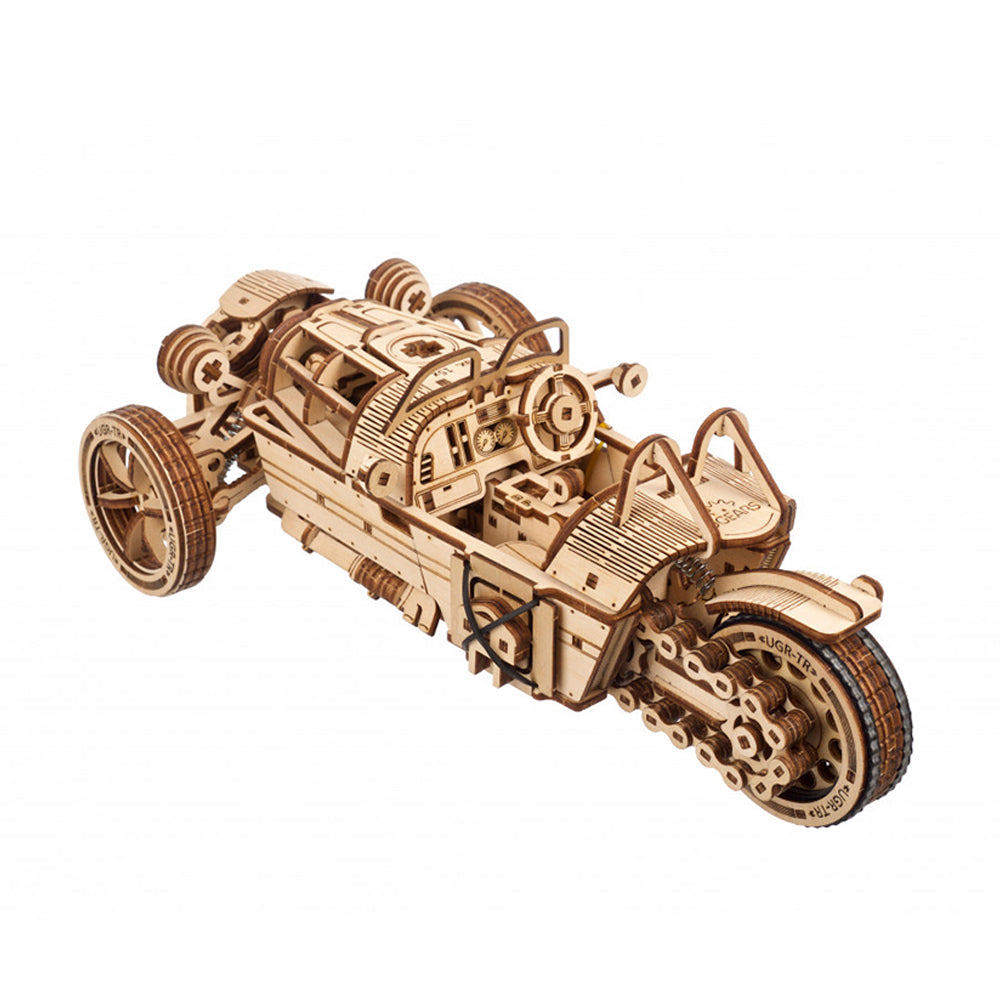 Ukraine Made Ugears Three Wheeler UGR-S Wooden Mechanical 3D Puzzle DIY Kit